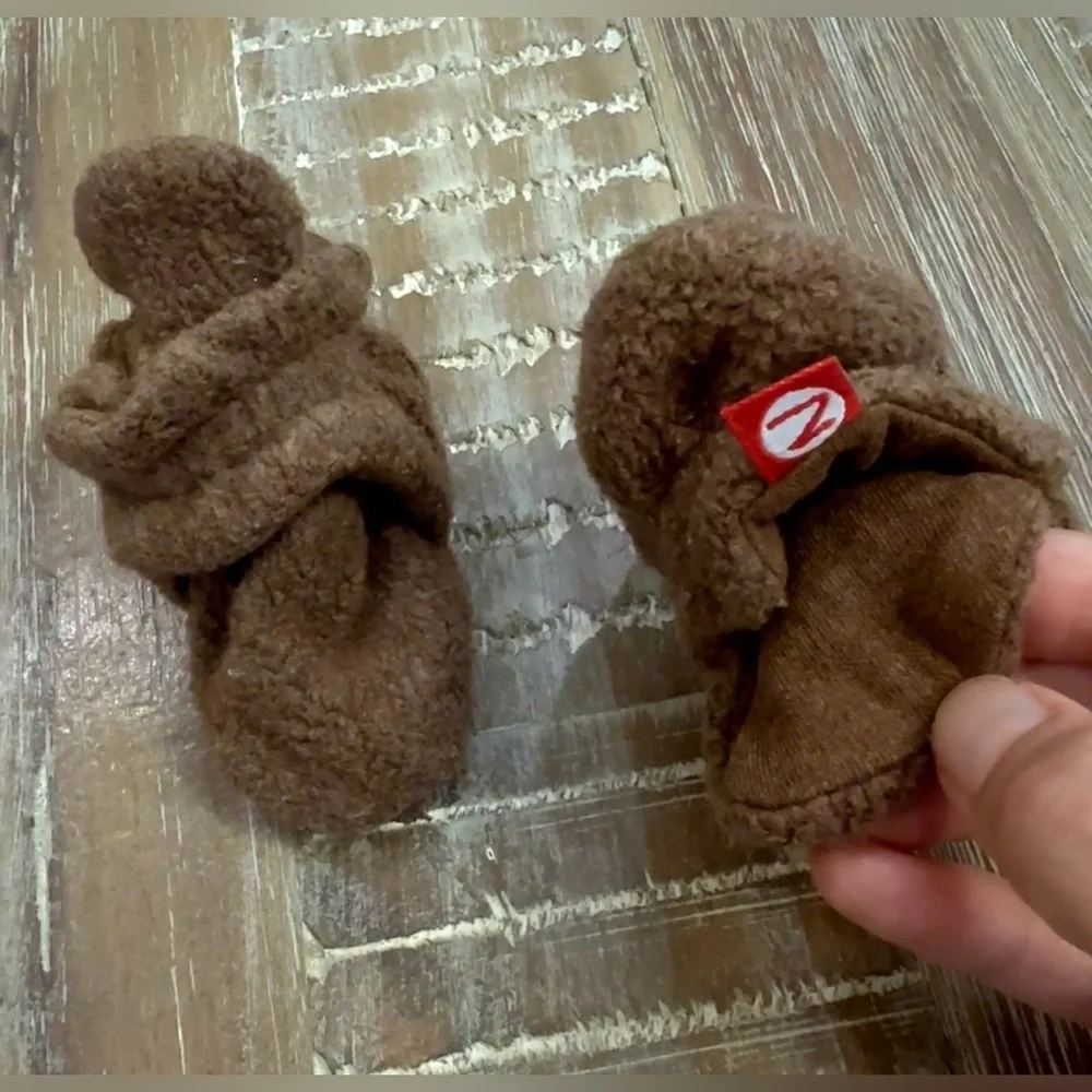 Zutano Brown Fleece Winter Booties 3 months